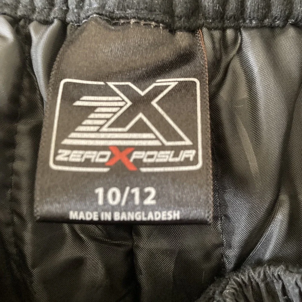 Zero Xposur Pants Boys Size 10 12 Black Snow Wear Pockets Outer Inner Layer
